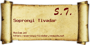 Sopronyi Tivadar névjegykártya
